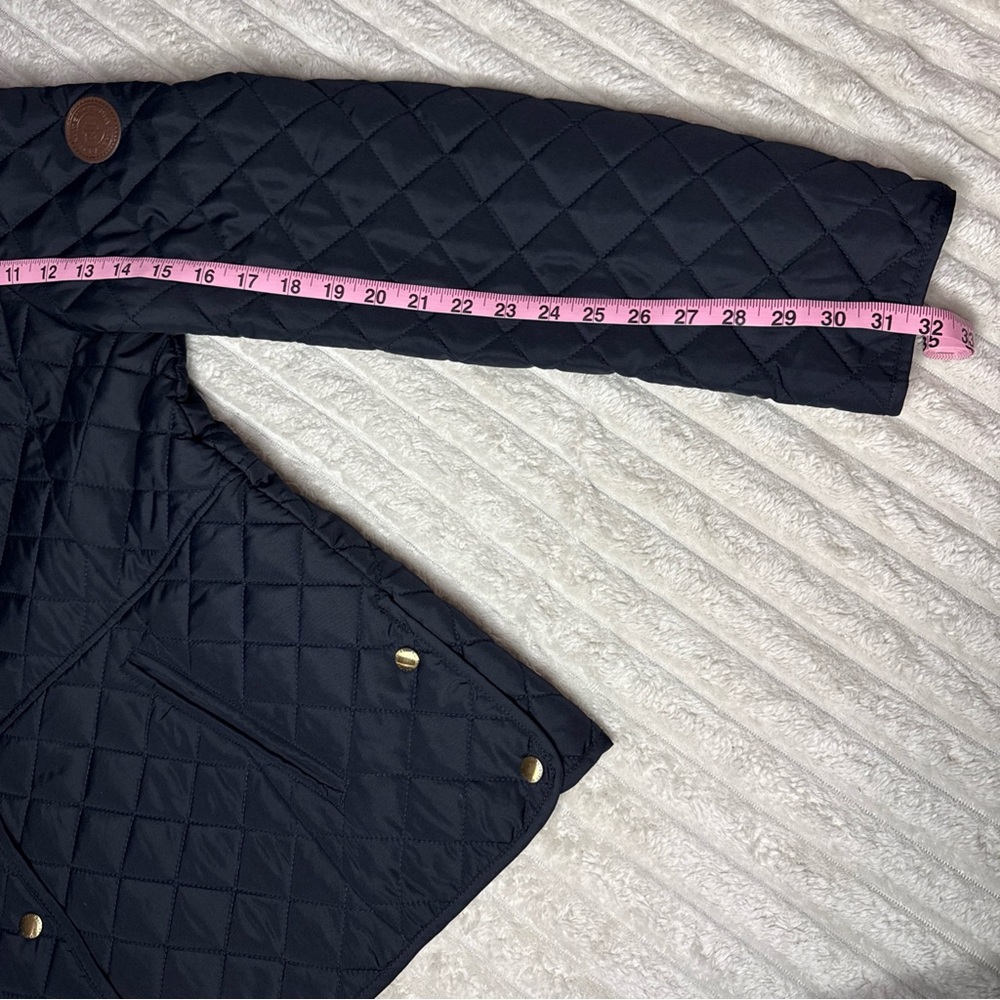Ralph Lauren Quilted Navy Puffer Jacket with Green Lining - Picture 13 of 15